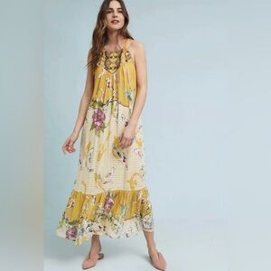 ANTHROPOLOGIE | One September Koi Embroidered Tassel Detail Dress S